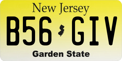 NJ license plate B56GIV