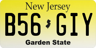 NJ license plate B56GIY