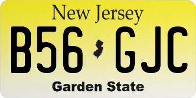 NJ license plate B56GJC