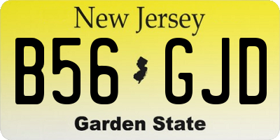 NJ license plate B56GJD