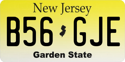 NJ license plate B56GJE