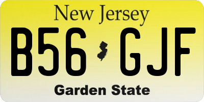 NJ license plate B56GJF