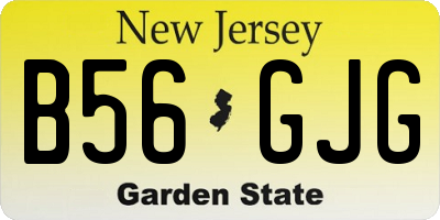 NJ license plate B56GJG