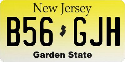 NJ license plate B56GJH