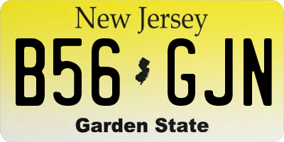 NJ license plate B56GJN