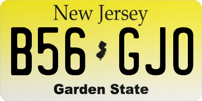NJ license plate B56GJO