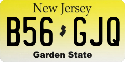 NJ license plate B56GJQ
