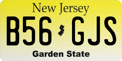 NJ license plate B56GJS