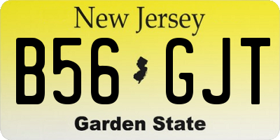 NJ license plate B56GJT