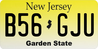 NJ license plate B56GJU