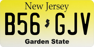 NJ license plate B56GJV