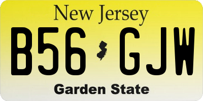 NJ license plate B56GJW