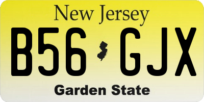 NJ license plate B56GJX
