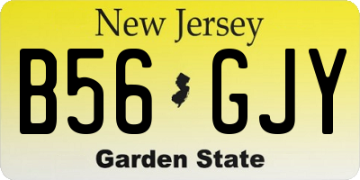 NJ license plate B56GJY