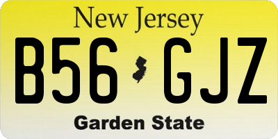 NJ license plate B56GJZ