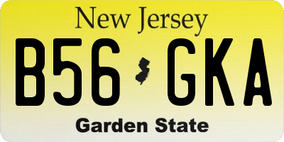 NJ license plate B56GKA