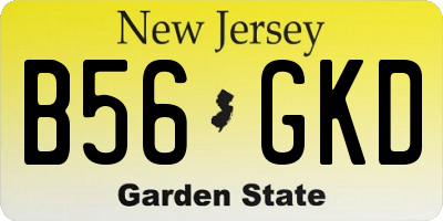 NJ license plate B56GKD