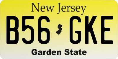 NJ license plate B56GKE