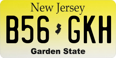 NJ license plate B56GKH