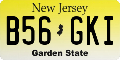 NJ license plate B56GKI