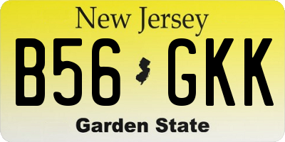 NJ license plate B56GKK