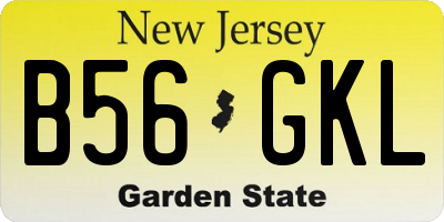 NJ license plate B56GKL