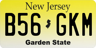 NJ license plate B56GKM