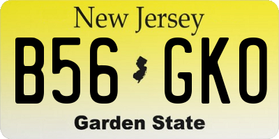 NJ license plate B56GKO