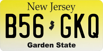 NJ license plate B56GKQ