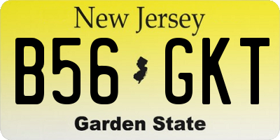 NJ license plate B56GKT