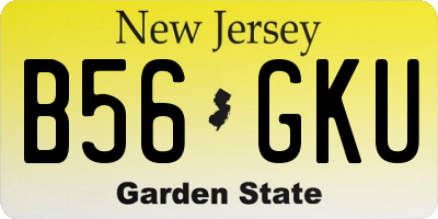 NJ license plate B56GKU