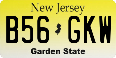 NJ license plate B56GKW