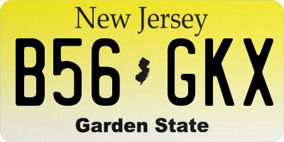 NJ license plate B56GKX