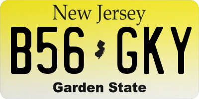 NJ license plate B56GKY
