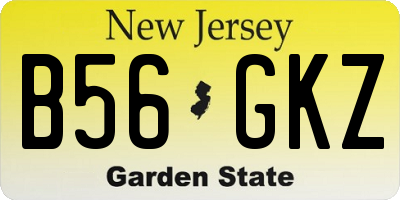 NJ license plate B56GKZ