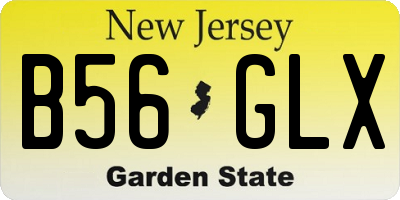 NJ license plate B56GLX