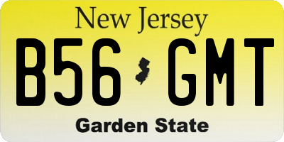 NJ license plate B56GMT