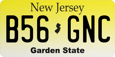 NJ license plate B56GNC
