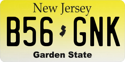NJ license plate B56GNK
