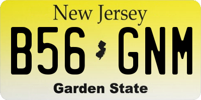 NJ license plate B56GNM