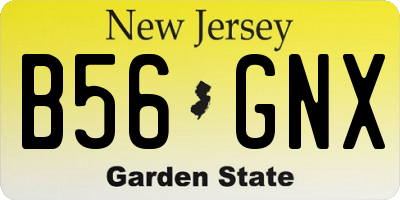 NJ license plate B56GNX