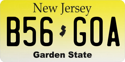 NJ license plate B56GOA