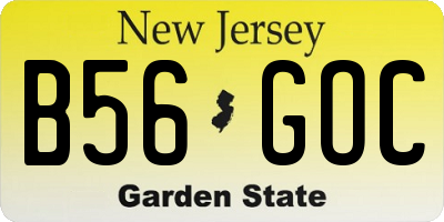 NJ license plate B56GOC