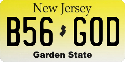 NJ license plate B56GOD