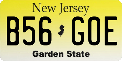 NJ license plate B56GOE