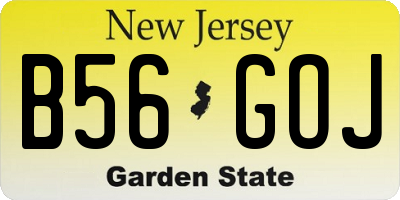 NJ license plate B56GOJ