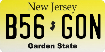 NJ license plate B56GON