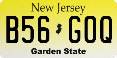 NJ license plate B56GOQ