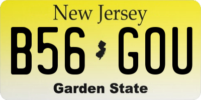 NJ license plate B56GOU