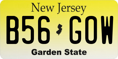 NJ license plate B56GOW